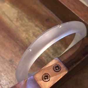 Funky Vintage Opaque Hard Acrylic Soft Edged Triangular Bracelet with Crystals